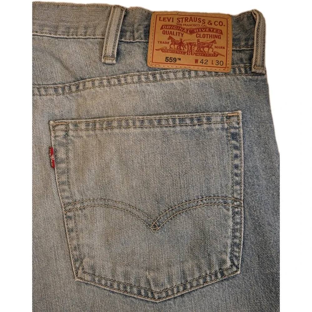LEVI'S 559 Relaxed Straight Denim Jeans Medium Wash Tag 42×30 (Hemmed to‎ 29" L) - Picture 7 of 9
